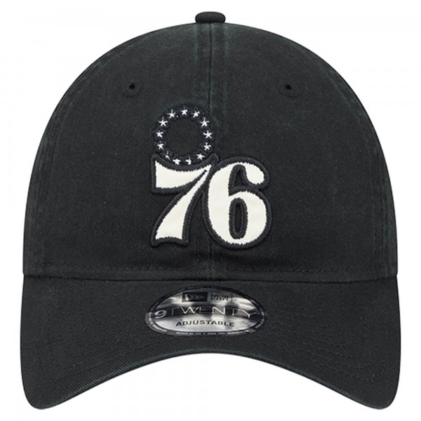Бейсболка Philadelphia 76ers New Era Black Stamp Fabric Applique 9TWENTY