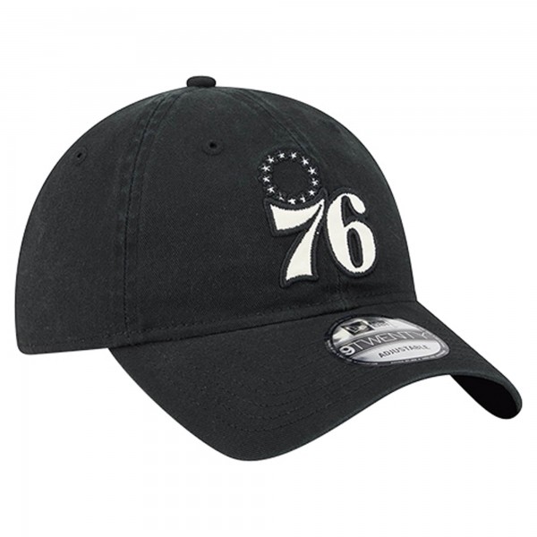 Бейсболка Philadelphia 76ers New Era Black Stamp Fabric Applique 9TWENTY