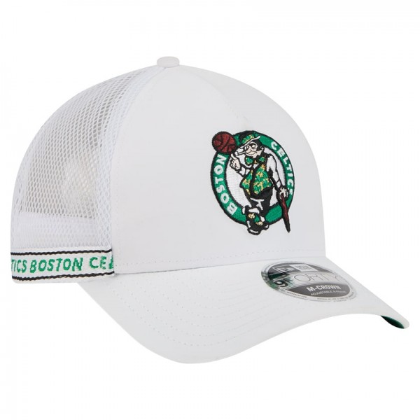 Бейсболка Boston Celtics New Era White Featherweight Team Tape 9FORTY M-Crown A-Frame
