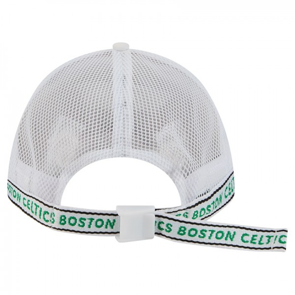 Бейсболка Boston Celtics New Era White Featherweight Team Tape 9FORTY M-Crown A-Frame