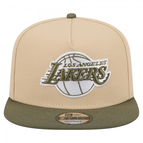 Бейсболка Los Angeles Lakers New Era Khaki/Olive Color Pack Two-Tone A-Frame 9FIFTY Snapback