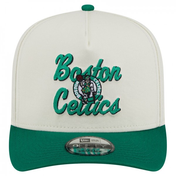 Бейсболка Boston Celtics New Era Cream/Kelly Green Chainstitch 9FIFTY A-Frame Snapback