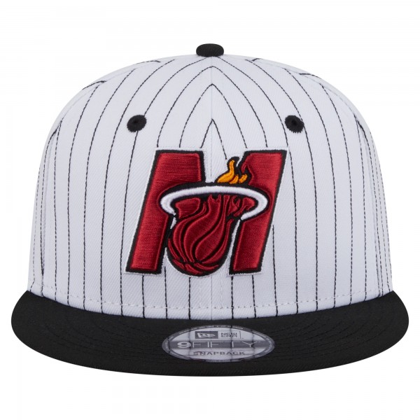Бейсболка Miami Heat New Era White Deceptor Pinstripe 9FIFTY Snapback