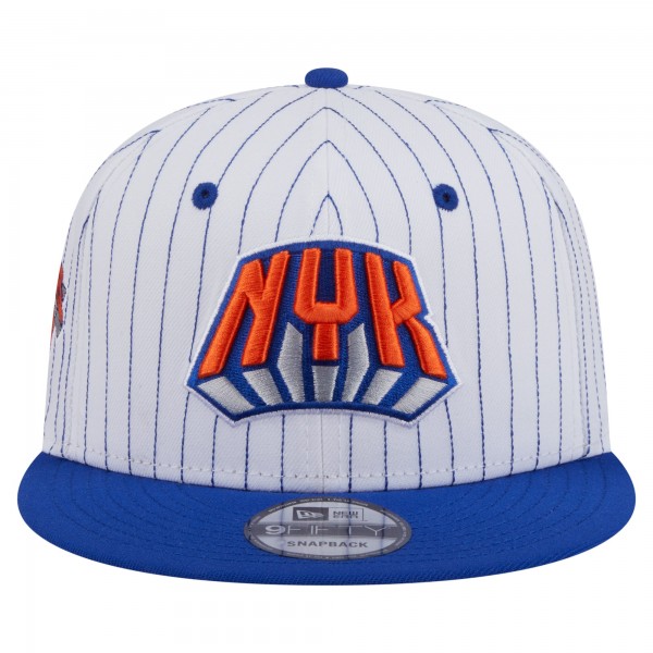 Бейсболка New York Knicks New Era White Deceptor Pinstripe 9FIFTY Snapback