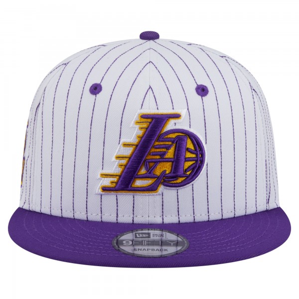 Бейсболка Los Angeles Lakers New Era White Deceptor Pinstripe 9FIFTY Snapback