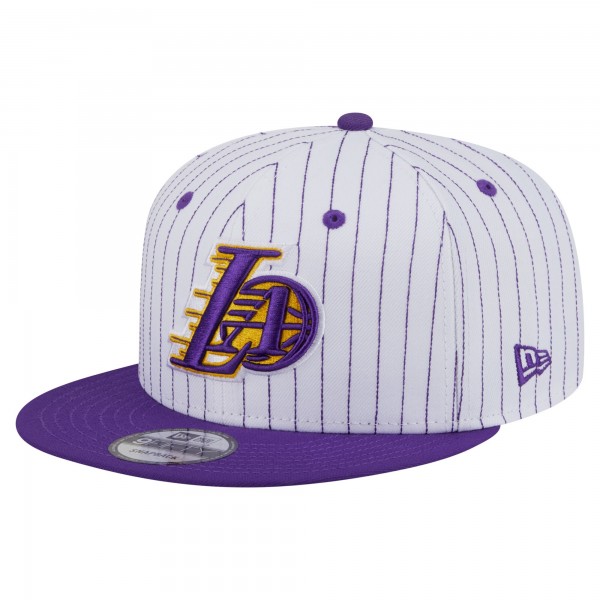 Бейсболка Los Angeles Lakers New Era White Deceptor Pinstripe 9FIFTY Snapback