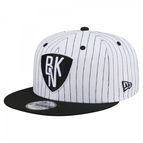 Бейсболка Brooklyn Nets New Era White Deceptor Pinstripe 9FIFTY Snapback