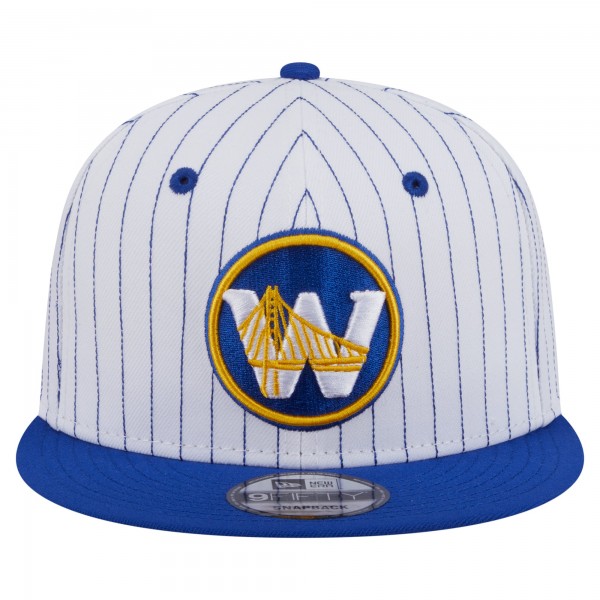 Бейсболка Golden State Warriors New Era White Deceptor Pinstripe 9FIFTY Snapback