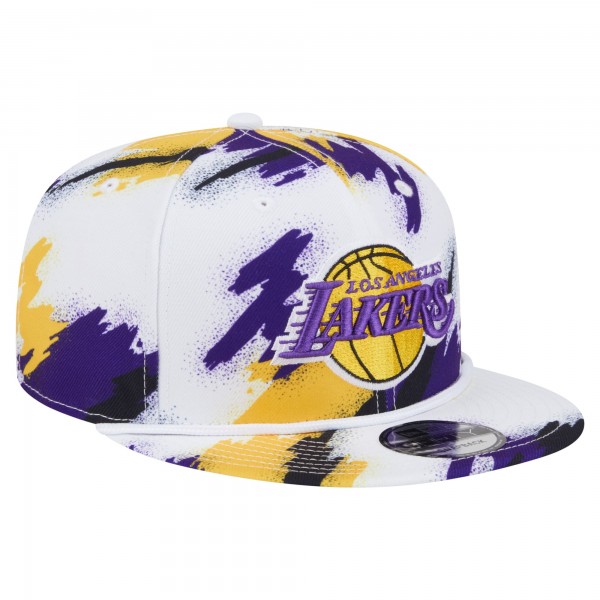 Бейсболка Los Angeles Lakers New Era White Paint 9FIFTY Snapback