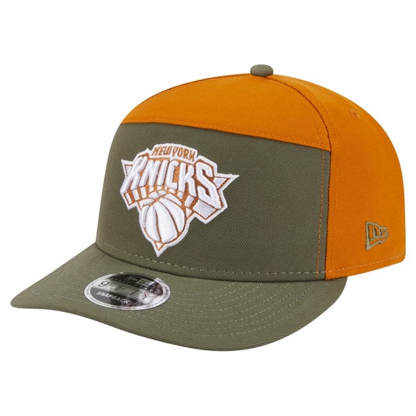 Бейсболка New York Knicks New Era Olive/Burnt Orange Two-Tone Color Pack Split Panel 9FIFTY