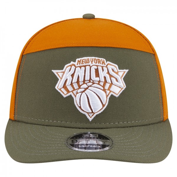 Бейсболка New York Knicks New Era Olive/Burnt Orange Two-Tone Color Pack Split Panel 9FIFTY