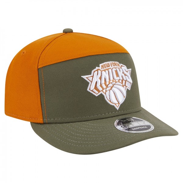 Бейсболка New York Knicks New Era Olive/Burnt Orange Two-Tone Color Pack Split Panel 9FIFTY
