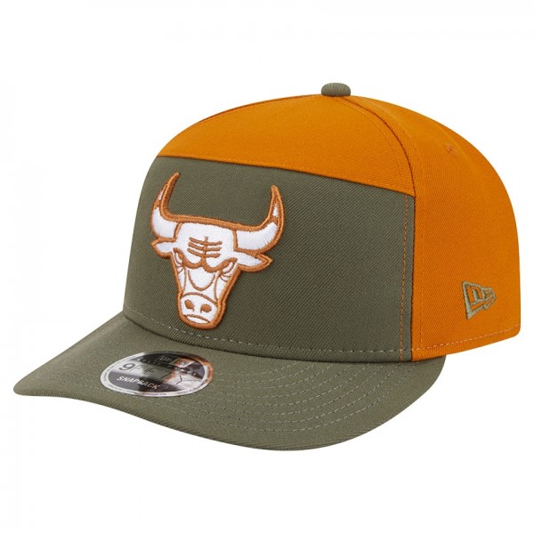 Бейсболка Chicago Bulls New Era Olive/Burnt Orange Two-Tone Color Pack Split Panel 9FIFTY