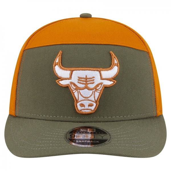 Бейсболка Chicago Bulls New Era Olive/Burnt Orange Two-Tone Color Pack Split Panel 9FIFTY