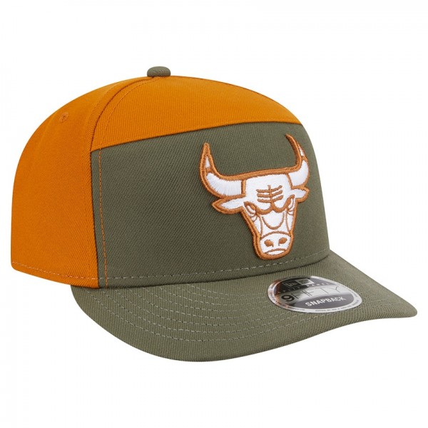 Бейсболка Chicago Bulls New Era Olive/Burnt Orange Two-Tone Color Pack Split Panel 9FIFTY