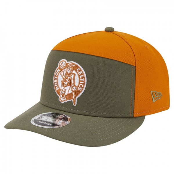Бейсболка Boston Celtics New Era Olive/Burnt Orange Two-Tone Color Pack Split Panel 9FIFTY