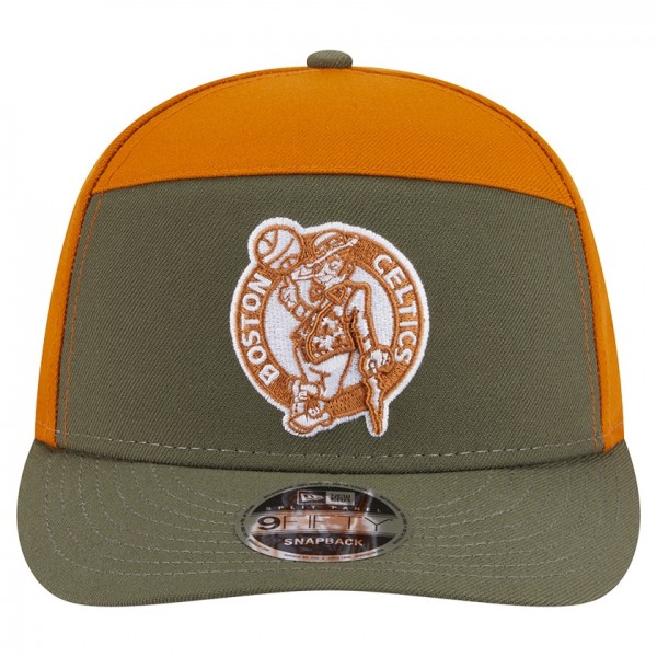 Бейсболка Boston Celtics New Era Olive/Burnt Orange Two-Tone Color Pack Split Panel 9FIFTY