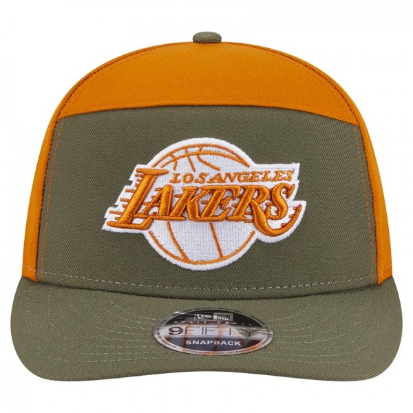 Бейсболка Los Angeles Lakers New Era Olive/Burnt Orange Two-Tone Color Pack Split Panel 9FIFTY
