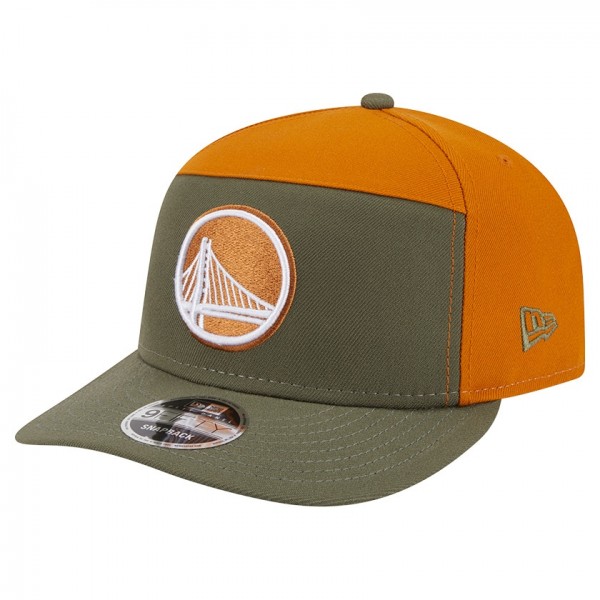 Бейсболка Golden State Warriors New Era Olive/Burnt Orange Two-Tone Color Pack Split Panel 9FIFTY