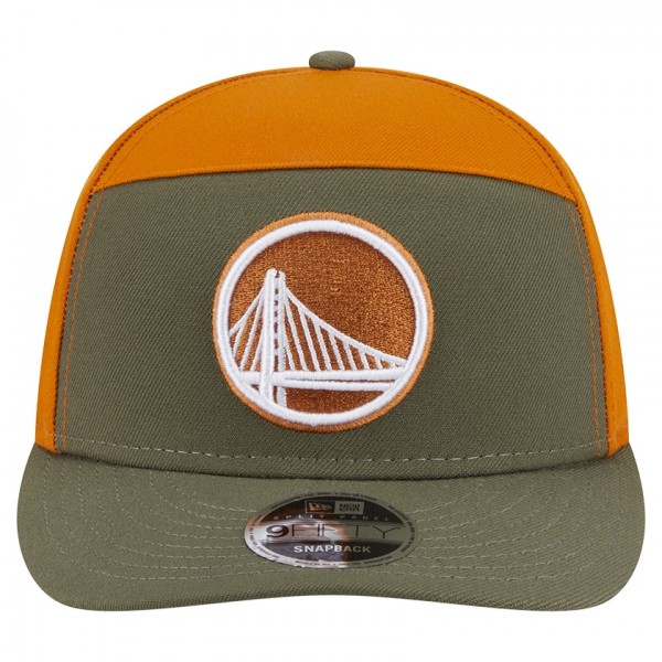 Бейсболка Golden State Warriors New Era Olive/Burnt Orange Two-Tone Color Pack Split Panel 9FIFTY