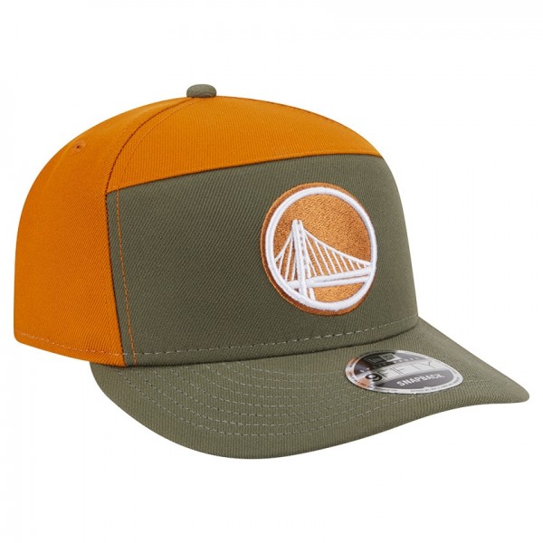 Бейсболка Golden State Warriors New Era Olive/Burnt Orange Two-Tone Color Pack Split Panel 9FIFTY