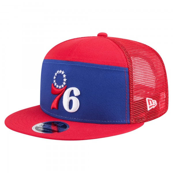 Бейсболка Philadelphia 76ers New Era Royal/Red Outdoor Split Panel 9FIFTY Snapback