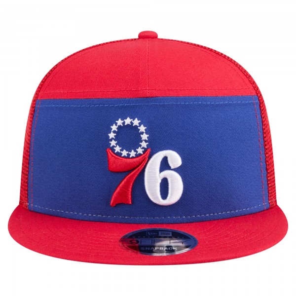 Бейсболка Philadelphia 76ers New Era Royal/Red Outdoor Split Panel 9FIFTY Snapback