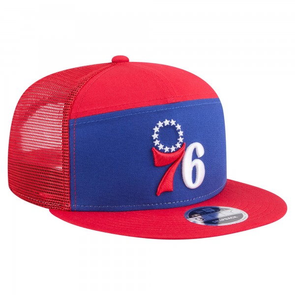 Бейсболка Philadelphia 76ers New Era Royal/Red Outdoor Split Panel 9FIFTY Snapback
