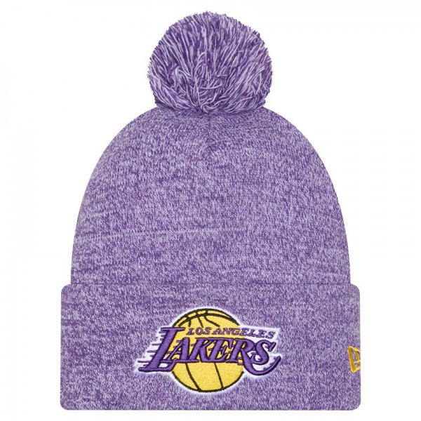 Шапка с помпоном Los Angeles Lakers New Era Purple Marled