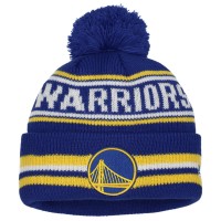 Подростковая Golden State Warriors New Era Royal Classic Cuffed Knit Hat with Pom