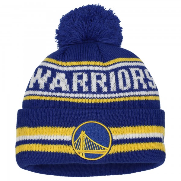 Подростковая Golden State Warriors New Era Royal Classic Cuffed Knit Hat with Pom