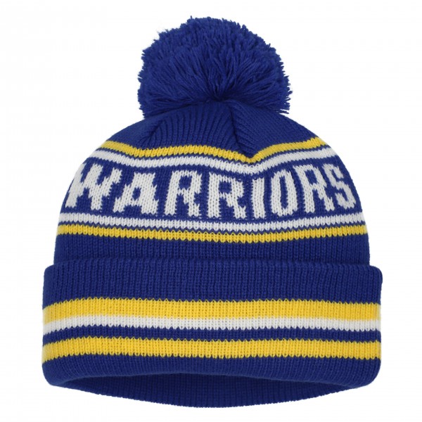 Подростковая Golden State Warriors New Era Royal Classic Cuffed Knit Hat with Pom