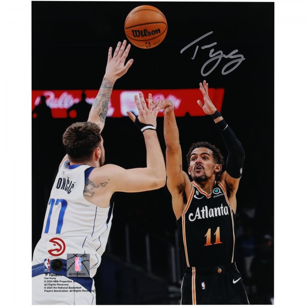 Trae Young Atlanta Hawks Autographed Fanatics Authentic 8 x 10 vs. Luka Dončić Photograph