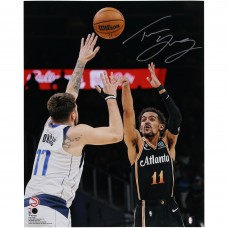 Trae Young Atlanta Hawks Autographed Fanatics Authentic 16 x 20 vs. Luka Dončić Photograph