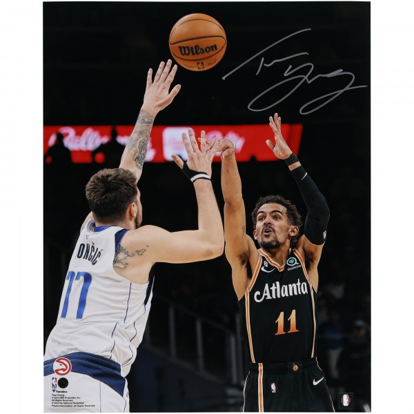 Trae Young Atlanta Hawks Autographed Fanatics Authentic 16 x 20 vs. Luka Dončić Photograph