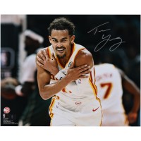 Trae Young Atlanta Hawks Autographed Fanatics Authentic 16 x 20 Celebration Photograph
