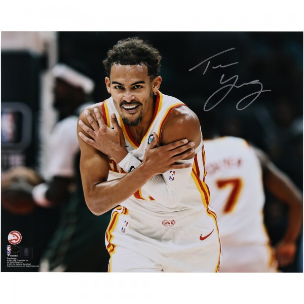Trae Young Atlanta Hawks Autographed Fanatics Authentic 16 x 20 Celebration Photograph