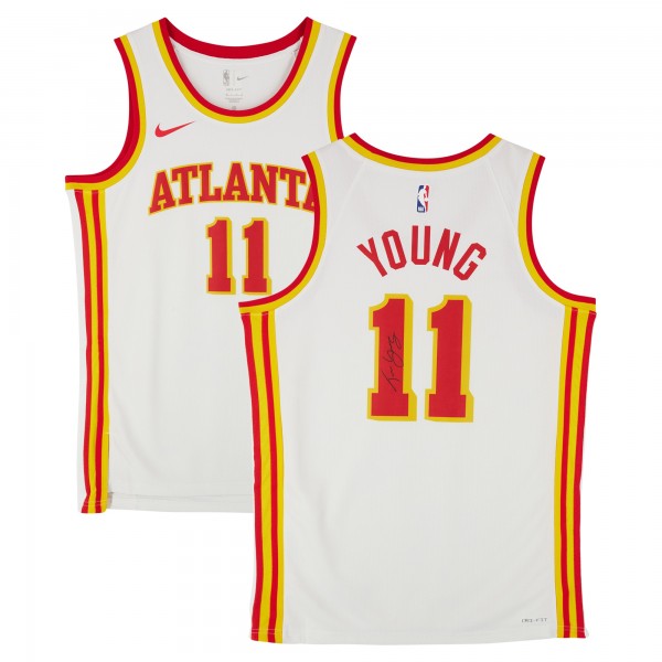 Игровая джерси Trae Young Atlanta Hawks Autographed Fanatics Authentic White Nike Association Edition Swingman