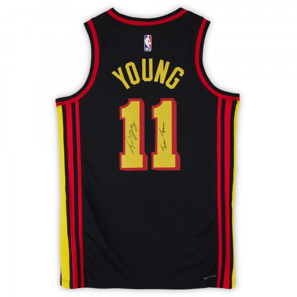 Игровая джерси Trae Young Atlanta Hawks Autographed Fanatics Authentic Black Jordan Brand Statement Edition Swingman with Ice Trae Inscription