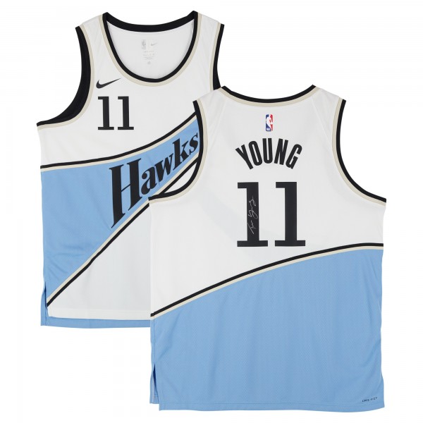 Игровая джерси Trae Young Atlanta Hawks Autographed Fanatics Authentic White Nike 2024-25 City Edition Swingman