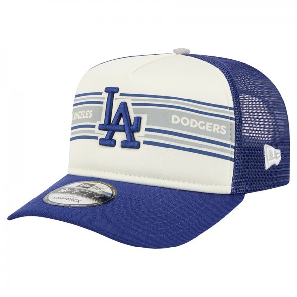 Бейсболка Los Angeles Dodgers New Era Cream/Royal Banner A-Frame 9FIFTY Trucker Snapback