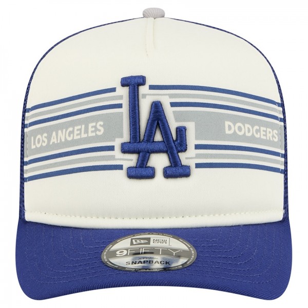 Бейсболка Los Angeles Dodgers New Era Cream/Royal Banner A-Frame 9FIFTY Trucker Snapback