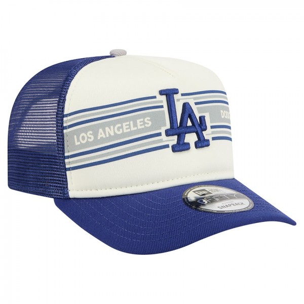 Бейсболка Los Angeles Dodgers New Era Cream/Royal Banner A-Frame 9FIFTY Trucker Snapback