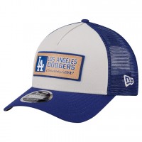 Los Angeles Dodgers New Era Stone/Royal Text A-Frame Trucker 9FORTY Hat