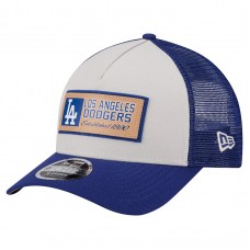 Los Angeles Dodgers New Era Stone/Royal Text A-Frame Trucker 9FORTY Hat