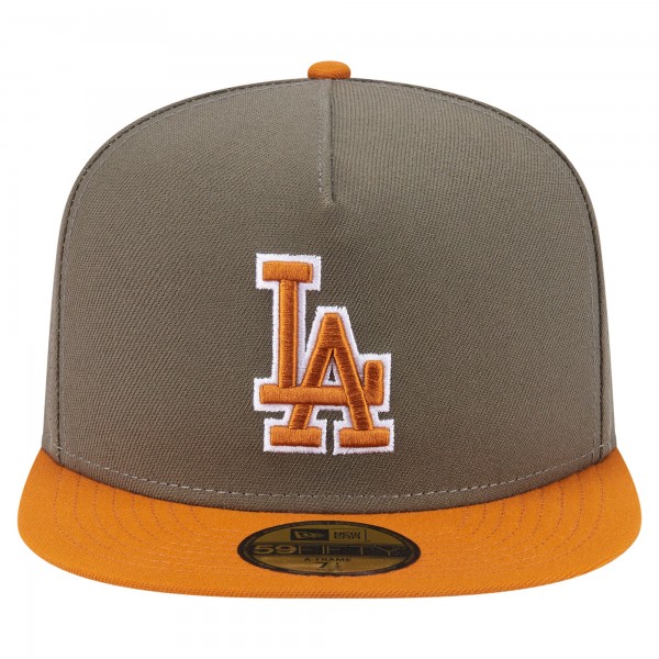 Бейсболка Los Angeles Dodgers New Era Olive/Orange Two-Tone Color Pack A-Frame 59FIFTY