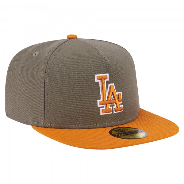 Бейсболка Los Angeles Dodgers New Era Olive/Orange Two-Tone Color Pack A-Frame 59FIFTY