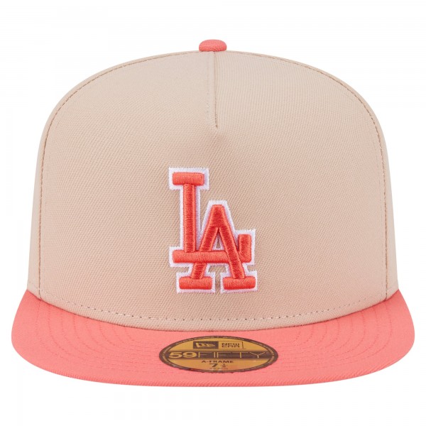 Бейсболка Los Angeles Dodgers New Era Light Beige/Coral Two-Tone Color Pack A-Frame 59FIFTY