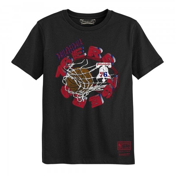 Preschool Philadelphia 76ers Mitchell & Ness Black In The Net T-Shirt