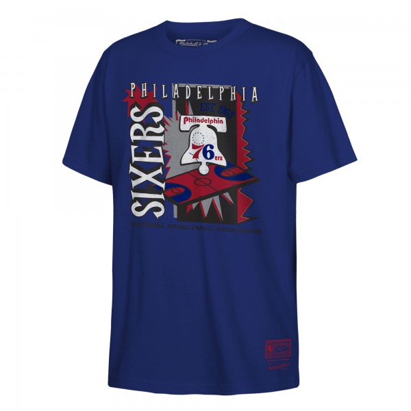 Подростковая Philadelphia 76ers Mitchell & Ness Royal Retro 90s Poster T-Shirt